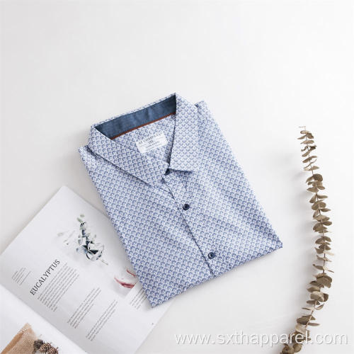 Men's Blouse Cotton Long-sleeve Regular Fit Print Shirts